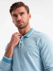 OMBRE Langarm-Poloshirt Blau/Hellblau