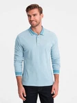 OMBRE Langarm-Poloshirt Blau/Hellblau