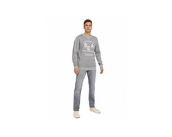 TOM TAILOR Sweatshirt uni regular fit Grün/Blau/Hellgrau/Silber/Grau
