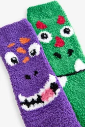 Next Kuschelsocken 2er-Pack Grün/Lila/Mischfarben/Braun