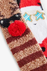 Next Kuschelsocken im 2er-Pack Rot/Silber/Braun