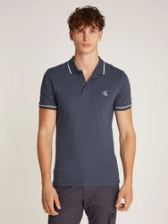 Calvin Klein Jeans Poloshirt TIPPING SLIM POLO mit Logomarkenlabel Dunkelblau/Blau
