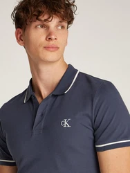 Calvin Klein Jeans Poloshirt TIPPING SLIM POLO mit Logomarkenlabel Dunkelblau/Blau