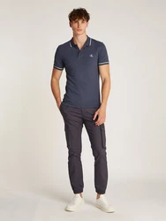 Calvin Klein Jeans Poloshirt TIPPING SLIM POLO mit Logomarkenlabel Dunkelblau/Blau