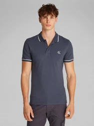 Calvin Klein Jeans Poloshirt TIPPING SLIM POLO mit Logomarkenlabel Dunkelblau/Blau