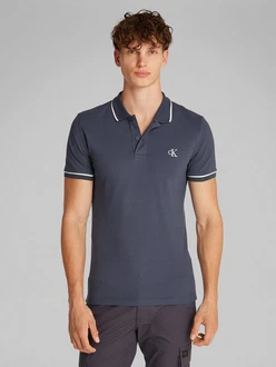 Calvin Klein Jeans Poloshirt TIPPING SLIM POLO mit Logomarkenlabel Dunkelblau/Blau