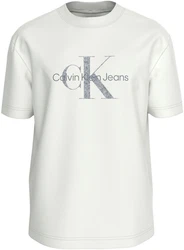 Calvin Klein Jeans Rundhalsshirt TEXTURED MONOLOGO TEE Khaki/Creme/Hellblau/Braun