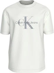 Calvin Klein Jeans Rundhalsshirt TEXTURED MONOLOGO TEE Khaki/Creme/Hellblau/Braun