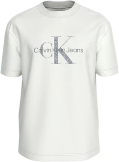 Calvin Klein Jeans Rundhalsshirt TEXTURED MONOLOGO TEE Khaki/Creme/Hellblau/Braun