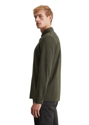 Marc O'Polo Langarm-Poloshirt Dunkelgrün/Khaki/Grün