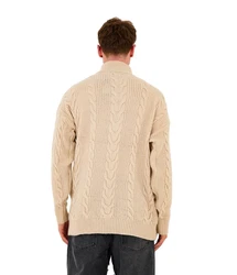 Denim Distriqt Strickpullover Herren Strick Pullover in Loose Fit mit Zopfmuster Beige