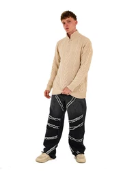 Denim Distriqt Strickpullover Herren Strick Pullover in Loose Fit mit Zopfmuster Beige