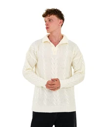 Strickpullover Herren Strick Pullover in Loose Fit mit Zopfmuster Elfenbein XL