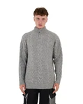 Denim Distriqt Strickpullover Herren Strick Pullover in Loose Fit mit Zopfmuster Grau