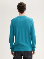 TOM TAILOR Rundhalspullover (1-tlg) navy/cyanblau