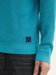 TOM TAILOR Rundhalspullover (1-tlg) navy/cyanblau