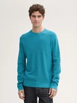 TOM TAILOR Rundhalspullover (1-tlg) navy/cyanblau