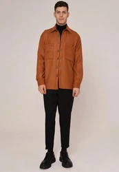 Antioch Wintermantel Kent collar Shirt Braun/Orange/Rot