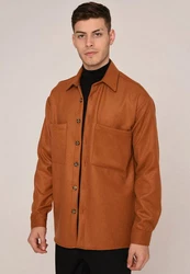 Antioch Wintermantel Kent collar Shirt Braun/Orange/Rot