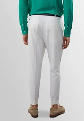 Antioch Strandhose High Waist Belted Weiß/Creme/Grün