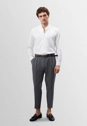 Antioch Strandhose High Waist Belted Dunkelgrau/Grau/Hellgrau