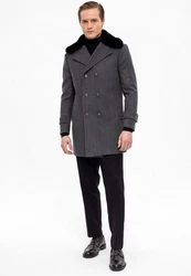 Antioch Wintermantel Double Breasted Coat Dunkelblau/Dunkelgrau/Grau