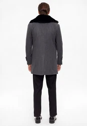 Antioch Wintermantel Double Breasted Coat Dunkelblau/Dunkelgrau/Grau