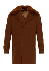 Antioch Wintermantel Double Breasted Coat Braun/Dunkelbraun/Orange