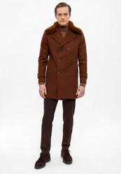 Antioch Wintermantel Double Breasted Coat Braun/Dunkelbraun/Orange