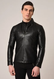 Winterjacke Stand Collar Faux Leather jacket
