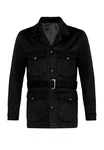 Antioch Winterjacke Slim Fit Belted Suede Coat Schwarz