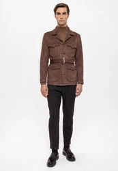 Antioch Winterjacke Slim Fit Belted Suede Coat Braun/Dunkelbraun/Grau/Beige