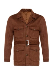 Antioch Winterjacke Slim Fit Belted Suede Coat Braun/Beige