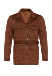 Antioch Winterjacke Slim Fit Belted Suede Coat Braun/Beige