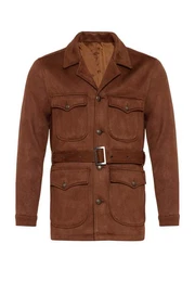 Winterjacke Slim Fit Belted Suede Coat