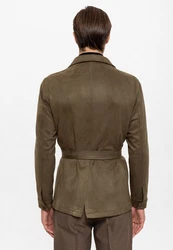 Antioch Winterjacke Slim Fit Belted Suede Coat Khaki/Braun/Dunkelgrün/Grau
