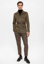 Antioch Winterjacke Slim Fit Belted Suede Coat Khaki/Braun/Dunkelgrün/Grau