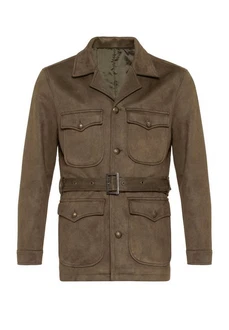 Antioch Winterjacke Slim Fit Belted Suede Coat Khaki/Braun/Dunkelgrün/Grau