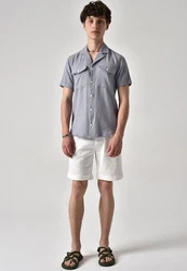 Antioch Blusenshirt Kurzarm Grau/Hellgrau/Blau