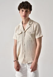 Antioch Blusenshirt Kurzarm Beige/Khaki/Weiß
