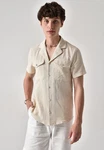 Antioch Blusenshirt Kurzarm Beige/Khaki/Weiß