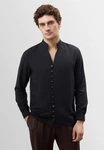 Antioch Blusenshirt Standing Collar Shirt Schwarz/Hellblau