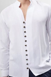 Antioch Blusenshirt Standing Collar Shirt Weiß/Creme