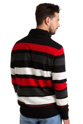 BlauerHafen Strickpullover Herren High-neck Sweater Half Zip Blau