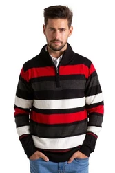 BlauerHafen Strickpullover Herren High-neck Sweater Half Zip Blau