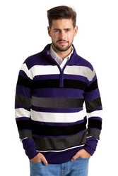 BlauerHafen Strickpullover Herren High-neck Sweater Half Zip Blau