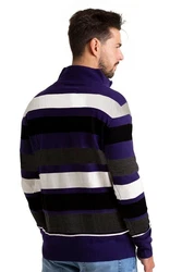 BlauerHafen Strickpullover Herren High-neck Sweater Half Zip Blau