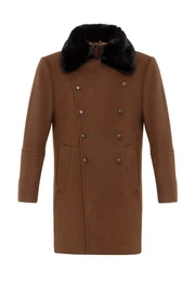 Wintermantel Faux Fur Collar Detailed Double Breasted Coat