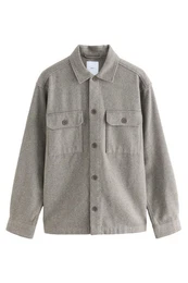 Blusenjacke Karierte Hemdjacke mit zwei Taschen und Wolle (1-St)