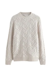 Next Rundhalspullover Regular Fit Signature Beige/Grau/Khaki/Weiß/Braun
